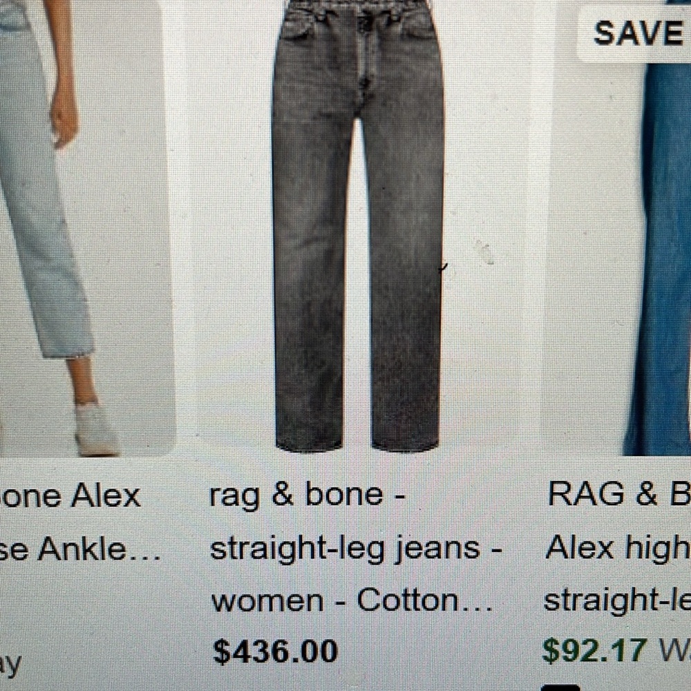 Rag & bone Alex high rise straight Women's Gray Jeans
